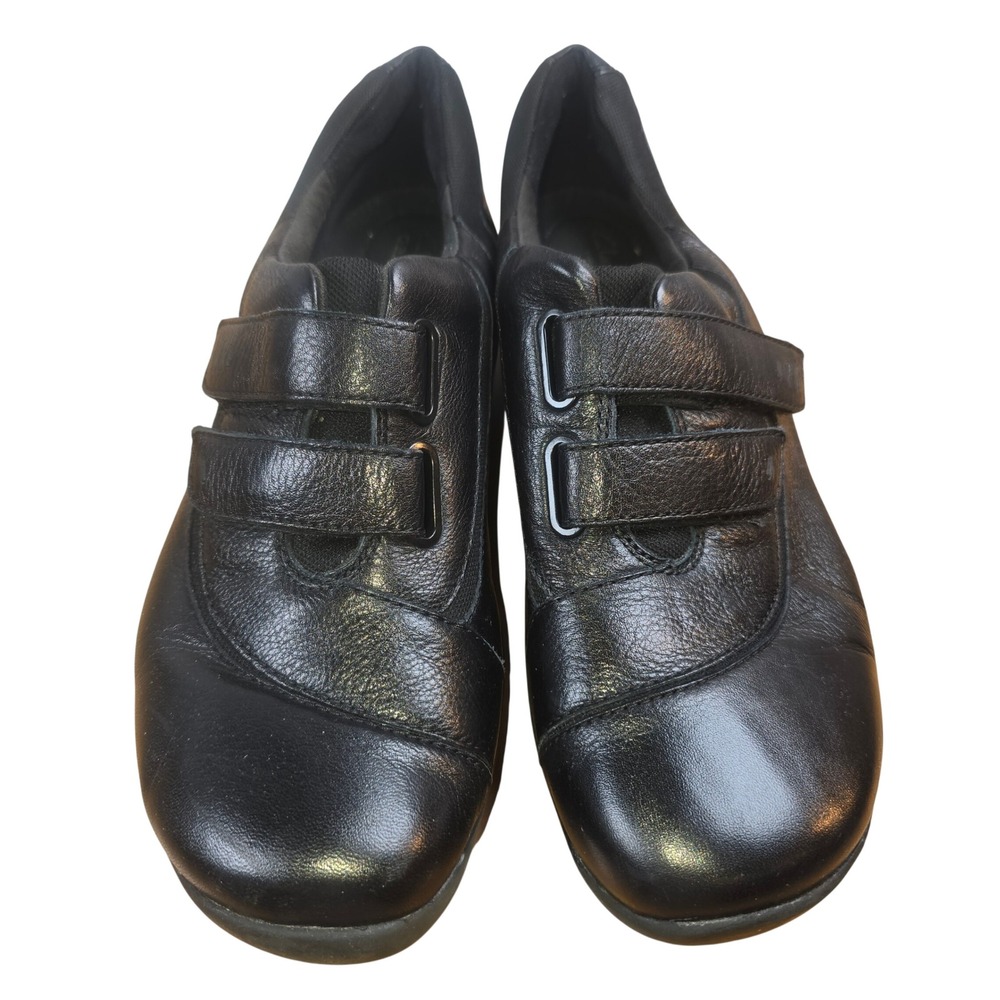 Clarks Dream Q In Motion Black Women's 10W Leather Black Hook & Loop Adjust